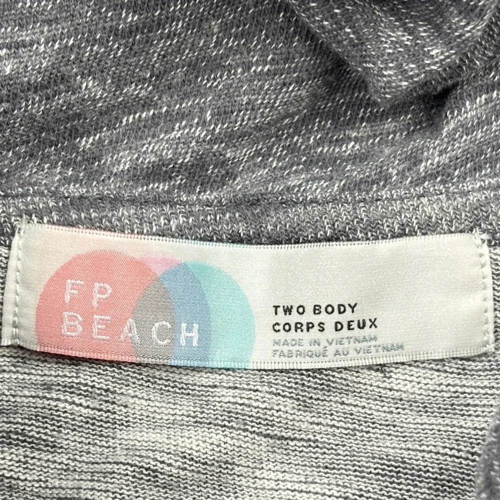 Free People FP Beach Cowl Neck Top Womens S M Charcoal Grey Knit Slouchy S/M